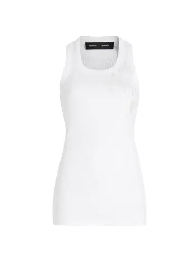 Proenza Schouler Women's Tana Ribbed Embroidered Cotton Tank - White - Size Medium | Thumbnail 1