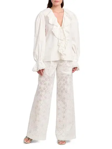 Alberta Ferretti Women's Ruffled Cotton Blouse | Thumbnail 2 Alberta Ferretti Women's Ruffled Cotton Blouse | Thumbnail 2