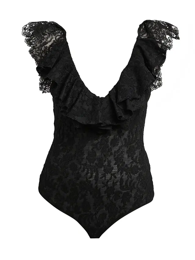 Alberta Ferretti Women's Lace Ruffled Bodysuit