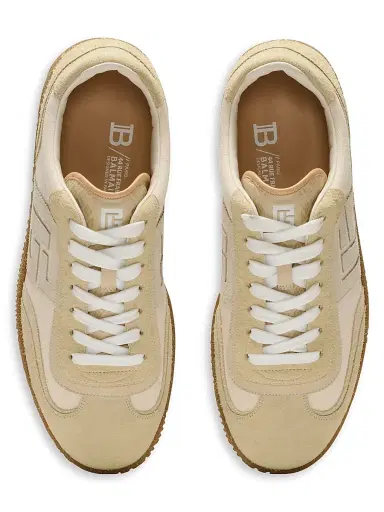Balmain Men's Swan Canvas & Suede Low-Top Sneakers - Cream | Thumbnail 4