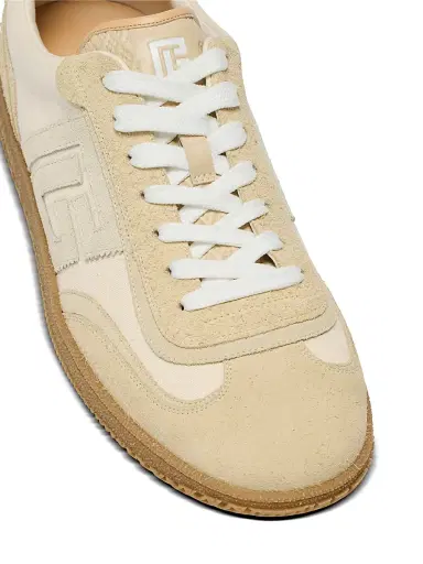 Balmain Men's Swan Canvas & Suede Low-Top Sneakers - Cream | Thumbnail 5
