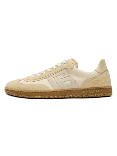 Balmain Men's Swan Canvas & Suede Low-Top Sneakers - Cream | Thumbnail 7