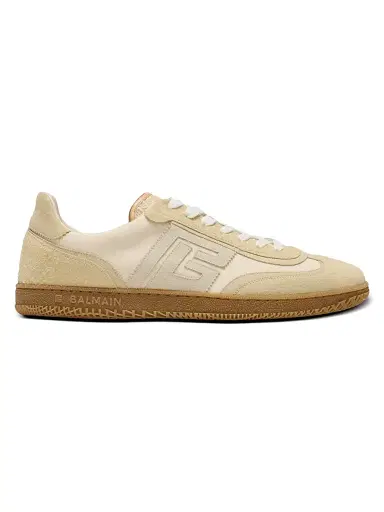 Balmain Men's Swan Canvas & Suede Low-Top Sneakers - Cream | Thumbnail 1
