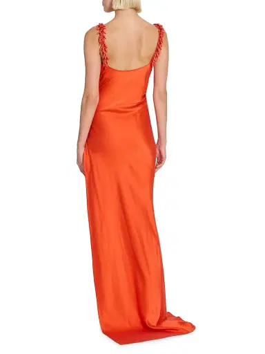Balmain Women's Embroidered Straps Fluid Cocktail Dress - Rouge | Thumbnail 5