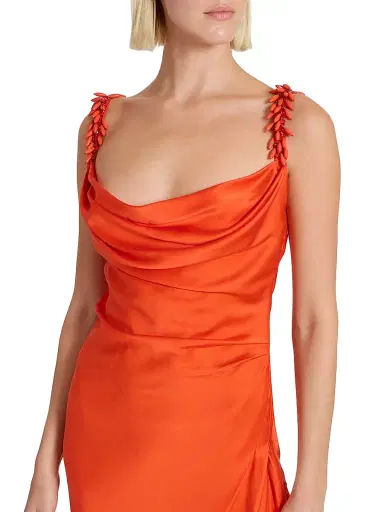 Balmain Women's Embroidered Straps Fluid Cocktail Dress - Rouge | Thumbnail 6