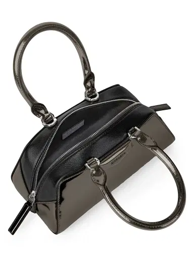Givenchy Women's Mini Antigona East-West Top Handle Bag in Mirror Effect Leather - Gun Metal | Thumbnail 4 Givenchy Women's Mini Antigona East-West Top Handle Bag in Mirror Effect Leather - Gun Metal | Thumbnail 4