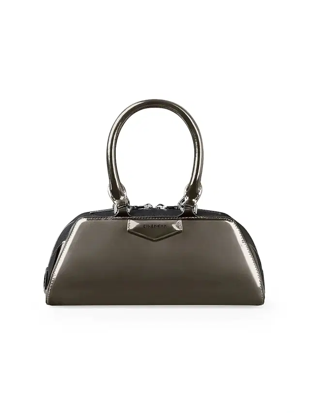 Givenchy Women's Mini Antigona East-West Top Handle Bag in Mirror Effect Leather - Gun Metal