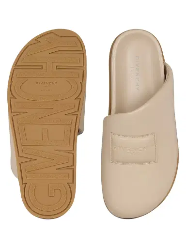 Givenchy Women's Label Flat Mules in Nappa Leather - Beige - Size 11 | Thumbnail 4 Givenchy Women's Label Flat Mules in Nappa Leather - Beige - Size 11 | Thumbnail 4