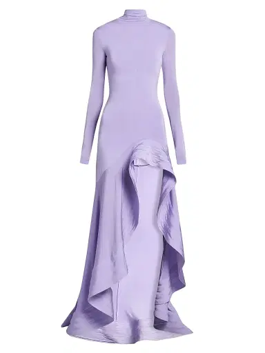 Stella McCartney Women's Crepe Jersey Frill Cocktail Dress - Lilac - Size 12 | Thumbnail 1 Stella McCartney Women's Crepe Jersey Frill Cocktail Dress - Lilac - Size 12 | Thumbnail 1