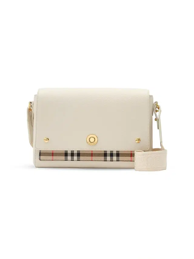 Women's Note  Check & Leather Crossbody Bag - Soap