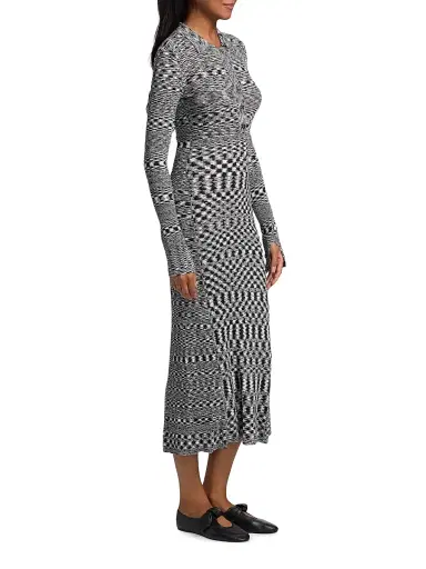 Ganni Women's Space-Dyed Knit Sheath Midi-Dress - Black | Thumbnail 4