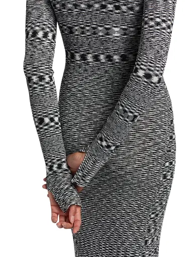 Ganni Women's Space-Dyed Knit Sheath Midi-Dress - Black | Thumbnail 6