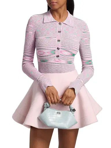 Ganni Women's Space-Dye Fitted Sweater - Chalk Pink | Thumbnail 3