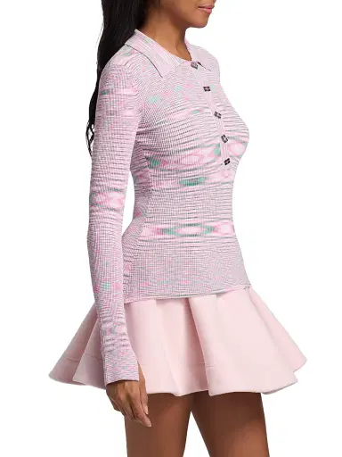 Ganni Women's Space-Dye Fitted Sweater - Chalk Pink | Thumbnail 4