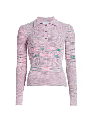 Ganni Women's Space-Dye Fitted Sweater - Chalk Pink | Thumbnail 1