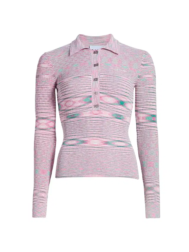 Ganni Women's Space-Dye Fitted Sweater - Chalk Pink