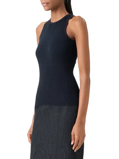 Akris Women's Rib-Knit Silk-Cotton Tank - Black - Size 14 | Thumbnail 4 Akris Women's Rib-Knit Silk-Cotton Tank - Black - Size 14 | Thumbnail 4