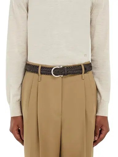 Ferragamo Men's Testa Di Moro Woven Leather Belt - Moro - Size 46 | Thumbnail 2