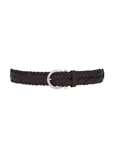Ferragamo Men's Testa Di Moro Woven Leather Belt - Moro - Size 46 | Thumbnail 3