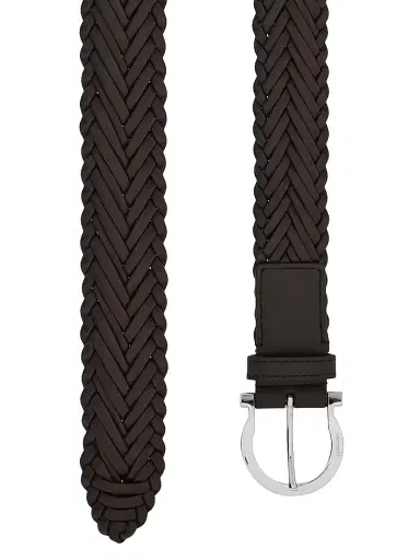 Ferragamo Men's Testa Di Moro Woven Leather Belt - Moro - Size 46 | Thumbnail 4