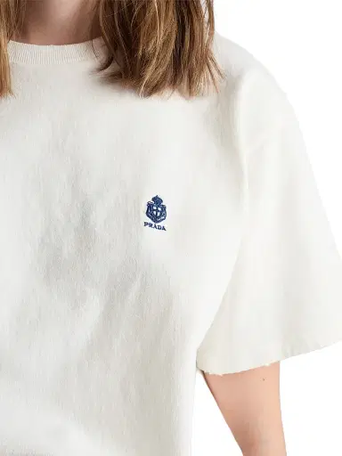Prada Women's Garment-Dyed Jersey T-Shirt - White - Size XL | Thumbnail 5 Prada Women's Garment-Dyed Jersey T-Shirt - White - Size XL | Thumbnail 5