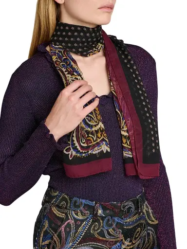 Etro Women's Tosca Printed Silk Scarf - Printed Black | Thumbnail 3 Etro Women's Tosca Printed Silk Scarf - Printed Black | Thumbnail 3