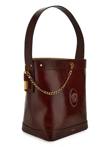 Versace Women's Pivot Large Leather Bucket Bag - Rosewood Gold | Thumbnail 2 Versace Women's Pivot Large Leather Bucket Bag - Rosewood Gold | Thumbnail 2