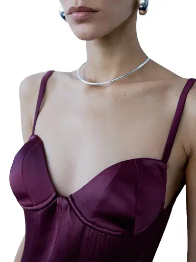 The New Arrivals Ilkyaz Ozel Women's Yasmeen Satin Corset Gown - Blood Moon - Size 10 | Thumbnail 3