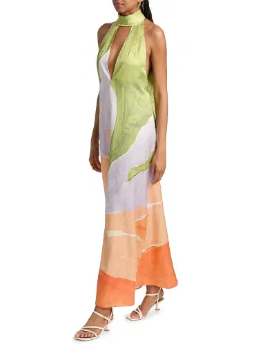 Significant Other Women's Malina Halterneck Printed A-Line Maxi Dress - Stamped Poppy - Size 12 | Thumbnail 2