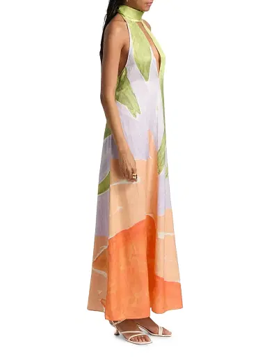 Significant Other Women's Malina Halterneck Printed A-Line Maxi Dress - Stamped Poppy - Size 12 | Thumbnail 4