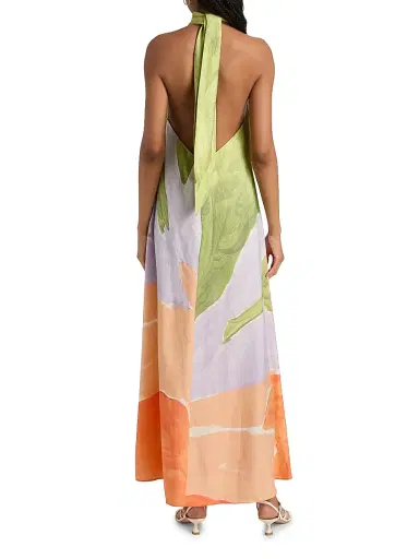 Significant Other Women's Malina Halterneck Printed A-Line Maxi Dress - Stamped Poppy - Size 12 | Thumbnail 5