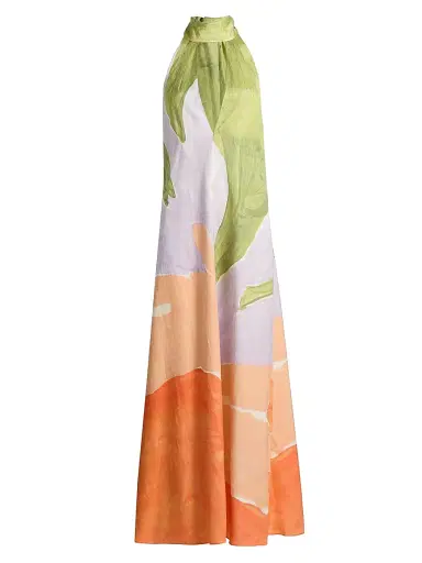 Significant Other Women's Malina Halterneck Printed A-Line Maxi Dress - Stamped Poppy - Size 12 | Thumbnail 1