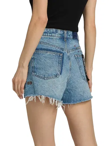 Ksubi Women's Future Memory Kut Off Plaid Pocket Denim Shorts - Denim | Thumbnail 5 Ksubi Women's Future Memory Kut Off Plaid Pocket Denim Shorts - Denim | Thumbnail 5