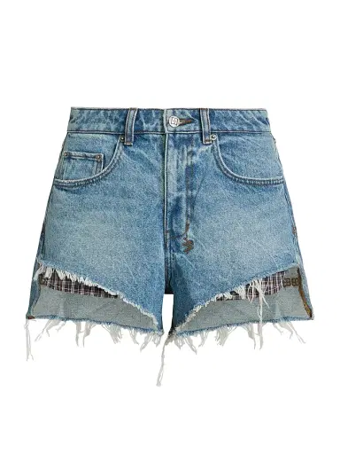 Ksubi Women's Future Memory Kut Off Plaid Pocket Denim Shorts - Denim | Thumbnail 1 Ksubi Women's Future Memory Kut Off Plaid Pocket Denim Shorts - Denim | Thumbnail 1