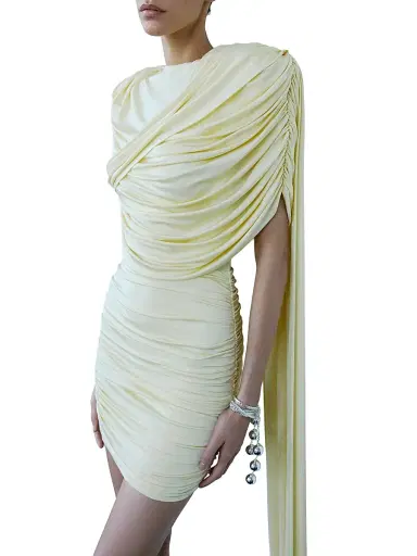 The New Arrivals Ilkyaz Ozel Women's Khara Sculped Jersey Minidress - Butter - Size 12 | Thumbnail 2 The New Arrivals Ilkyaz Ozel Women's Khara Sculped Jersey Minidress - Butter - Size 12 | Thumbnail 2