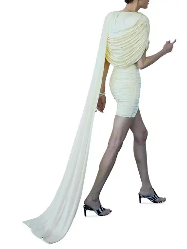 The New Arrivals Ilkyaz Ozel Women's Khara Sculped Jersey Minidress - Butter - Size 12 | Thumbnail 3 The New Arrivals Ilkyaz Ozel Women's Khara Sculped Jersey Minidress - Butter - Size 12 | Thumbnail 3