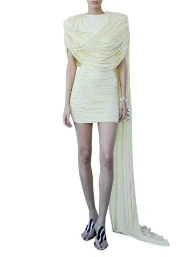 The New Arrivals Ilkyaz Ozel Women's Khara Sculped Jersey Minidress - Butter - Size 12 | Thumbnail 1 The New Arrivals Ilkyaz Ozel Women's Khara Sculped Jersey Minidress - Butter - Size 12 | Thumbnail 1