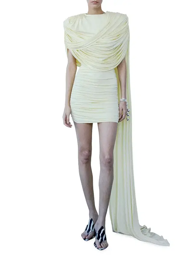 The New Arrivals Ilkyaz Ozel Women's Khara Sculped Jersey Minidress - Butter