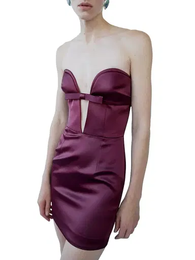 The New Arrivals Ilkyaz Ozel Women's Eros Satin Corset Minidress - Blood Moon | Thumbnail 2
