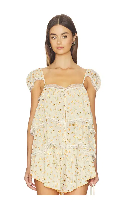 SWF Lace Trim Babydoll Top