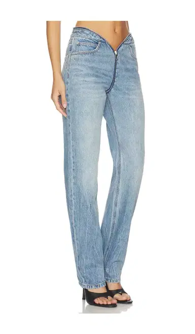 Alexander Wang Dipped V Zip Waistband Straight Leg Jeans | Thumbnail 2 Alexander Wang Dipped V Zip Waistband Straight Leg Jeans | Thumbnail 2