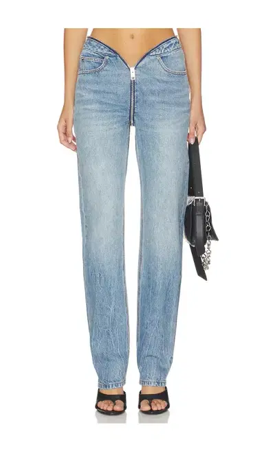 Alexander Wang Dipped V Zip Waistband Straight Leg Jeans | Thumbnail 1 Alexander Wang Dipped V Zip Waistband Straight Leg Jeans | Thumbnail 1
