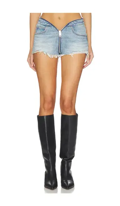 Alexander Wang Dipped V Zip Waistband Cut Off Short | Thumbnail 1 Alexander Wang Dipped V Zip Waistband Cut Off Short | Thumbnail 1