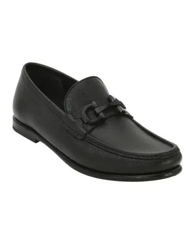 Ferragamo Men's Crown Textured Leather Gancini Moccasin Loafers | Thumbnail 1 Ferragamo Men's Crown Textured Leather Gancini Moccasin Loafers | Thumbnail 1