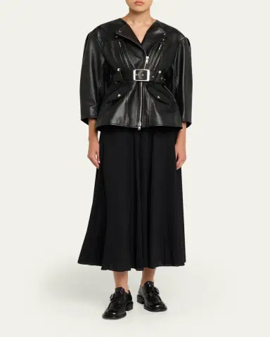 Simone Rocha Sculpted Bow Back Belted Biker Jacket | Thumbnail 2