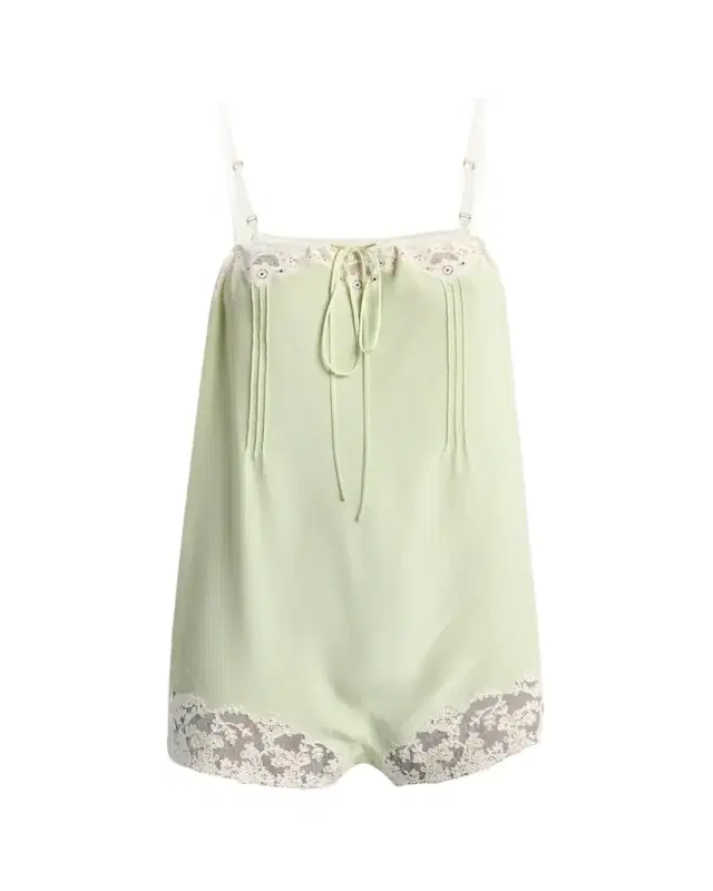 Lace-Trim Sleeveless Silk Romper