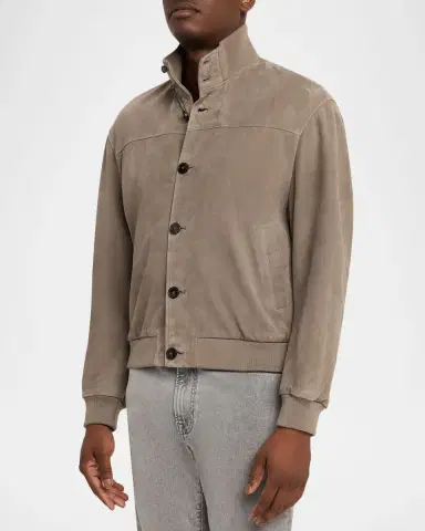 FRAME Men's Rib Collar Suede Jacket | Thumbnail 4