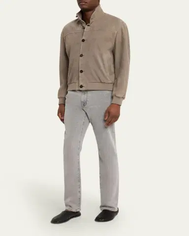 FRAME Men's Rib Collar Suede Jacket | Thumbnail 6