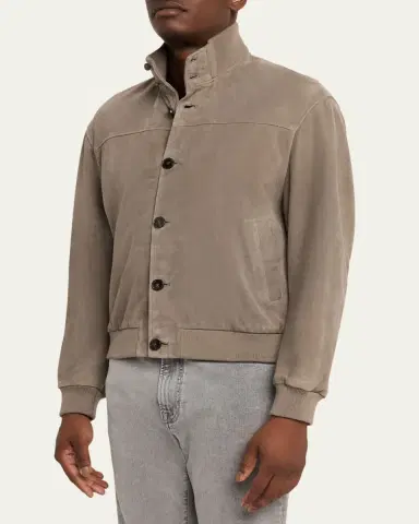 FRAME Men's Rib Collar Suede Jacket | Thumbnail 8