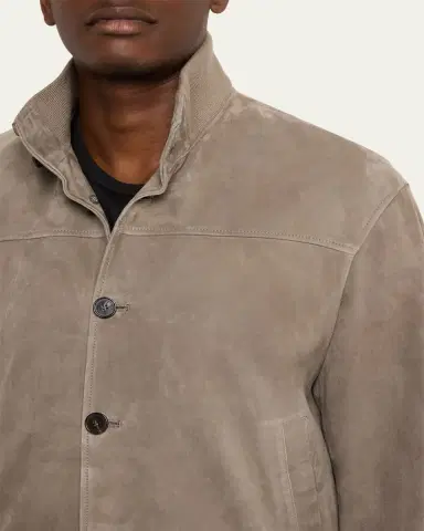 FRAME Men's Rib Collar Suede Jacket | Thumbnail 9